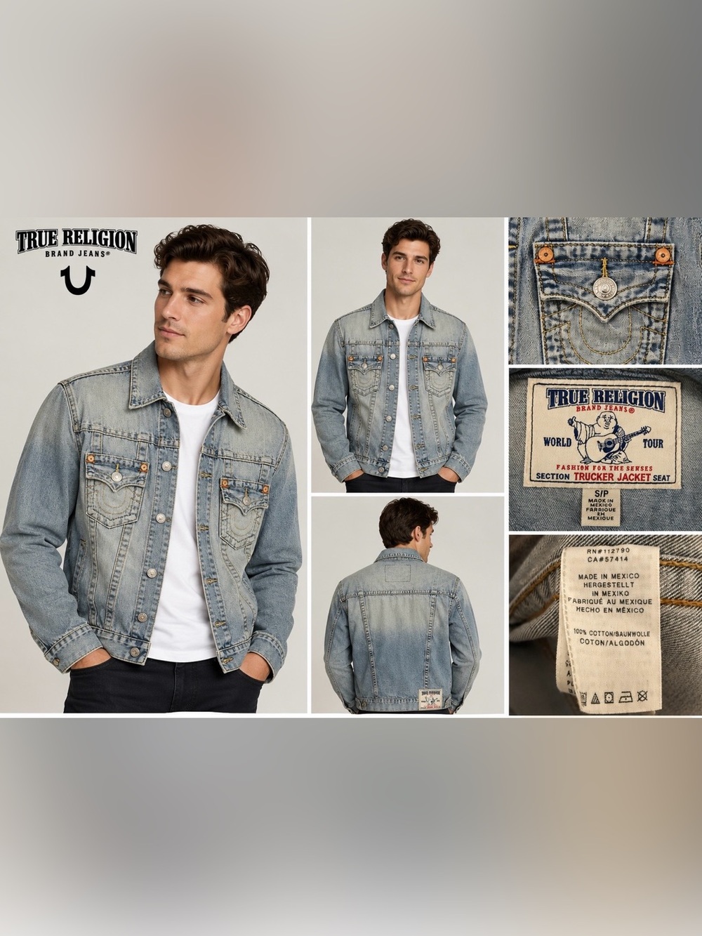 True Religion Men’s Trucker Denim Jacket Light Wash Size Small